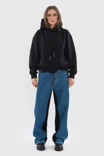 Load image into Gallery viewer, YIN YANG DENIM JOGGERS | MEDIUM BLUE X BLACK
