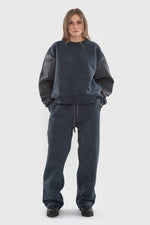 Load image into Gallery viewer, HYBRID DENIM SWEATSHIRT | WASHED GREY

