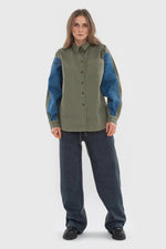 Load image into Gallery viewer, SHIRT WITH REWORKED DENIM DETAILS | MULTIPLE COLOURWAYS
