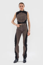 Load image into Gallery viewer, WAVY JEANS WITH CONTRAST SIDELINES | WASHED CHESTNUT x BLACK
