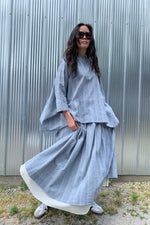 Load image into Gallery viewer, DOBBY STRIPES SKIRT | BLUE
