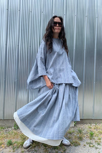 DOBBY STRIPES SKIRT | BLUE