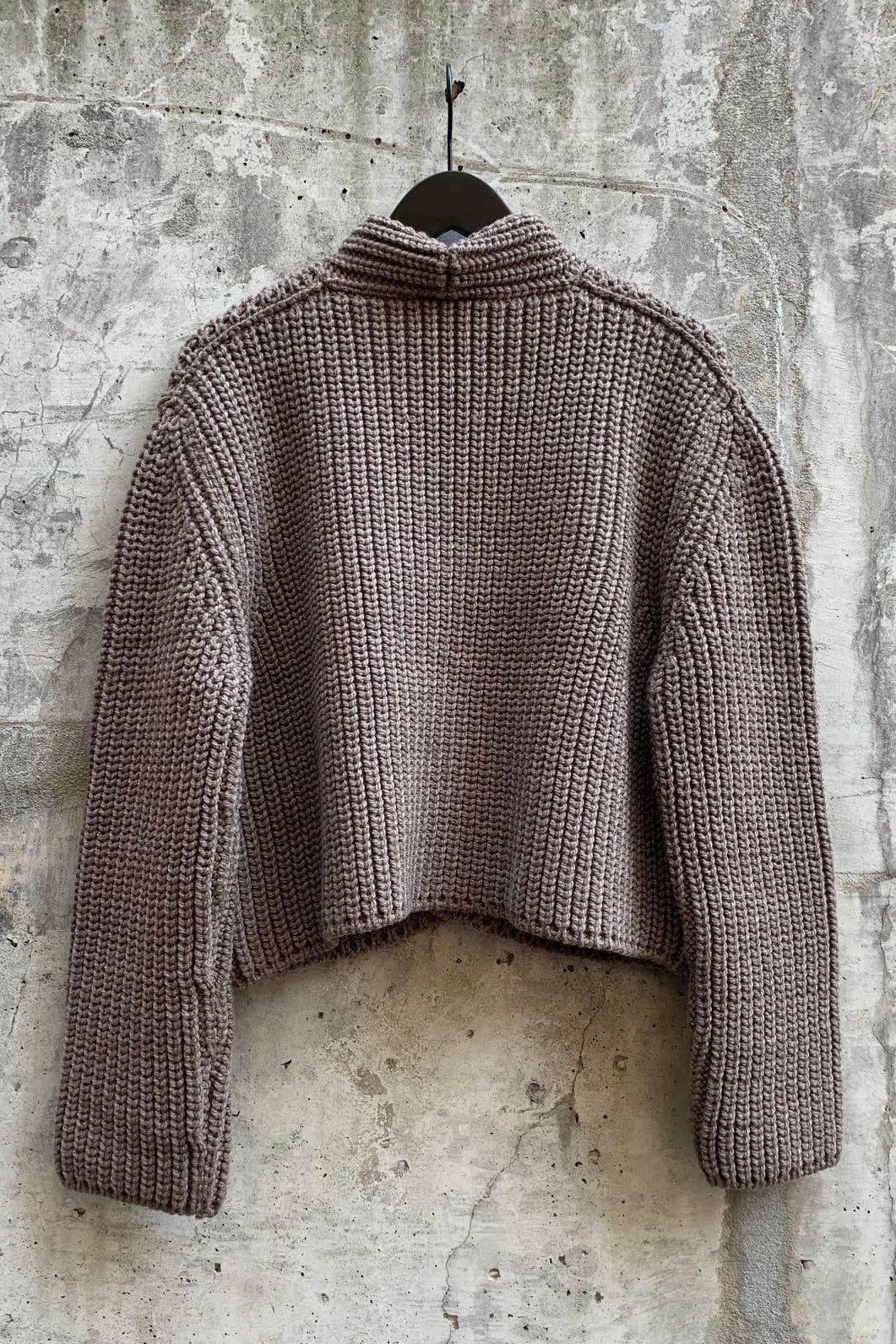 KNITTED WOOL CARDIGAN | TAUPE BROWN