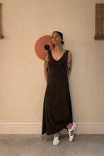 Load image into Gallery viewer, HAND DYED SILK TELMO DRESS | EUCALYPTUS
