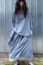 Load image into Gallery viewer, DOBBY STRIPES SKIRT | BLUE
