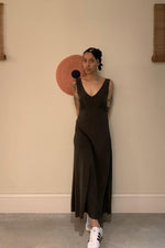 Load image into Gallery viewer, HAND DYED SILK TELMO DRESS | EUCALYPTUS
