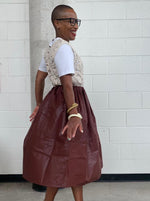 Load image into Gallery viewer, CHARLIE SKIRT | SHINY COTTON POPLIN - CHOCOLATE
