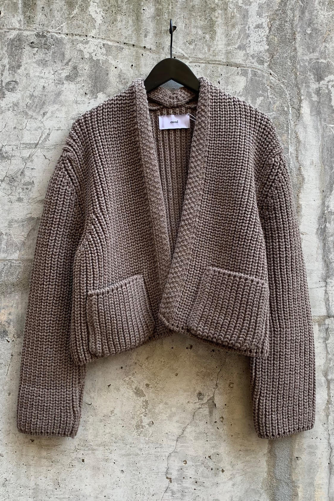 KNITTED WOOL CARDIGAN | TAUPE BROWN