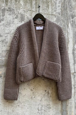 Load image into Gallery viewer, KNITTED WOOL CARDIGAN | TAUPE BROWN
