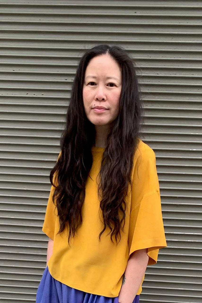 HAND DYED SILK T TOP | GOLD