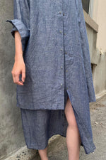 Load image into Gallery viewer, LINEN DUNGAREE SHIRT | MULTIPLE COLOURWAYS
