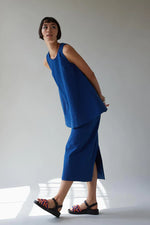 Load image into Gallery viewer, LIZZIE SKIRT | COBALT SEERSUCKER STRIPE
