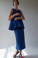 Load image into Gallery viewer, LIZZIE SKIRT | COBALT SEERSUCKER STRIPE

