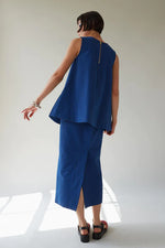 Load image into Gallery viewer, LIZZIE SKIRT | COBALT SEERSUCKER STRIPE
